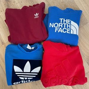 1 royal blue/bright red Adidas/North Face Bundle.